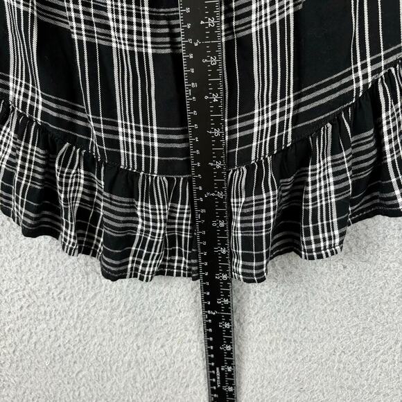 Beach Lunch Lounge Sheetal Top XL Boho Feminine Plaid Off Shoulder Tunic Ruffle - Picture 10 of 12